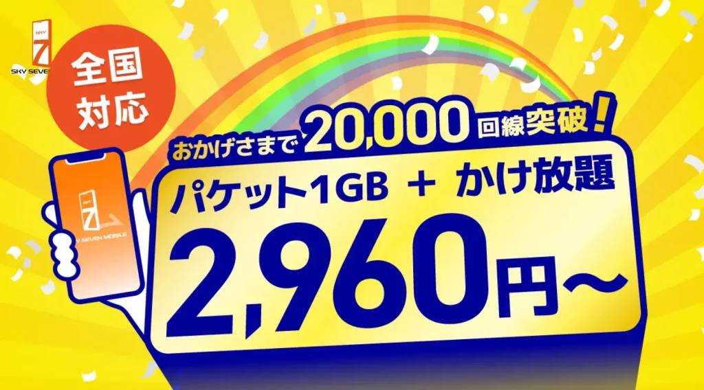 パケット１ギガ＋かけ放題 2960円～